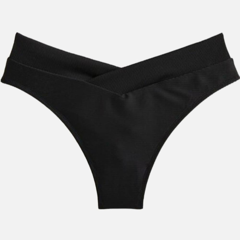 NEW J. Crew Ribbed Cross-front Cheeky Bikini Bottom, Black, Women's 3X BE812 $59